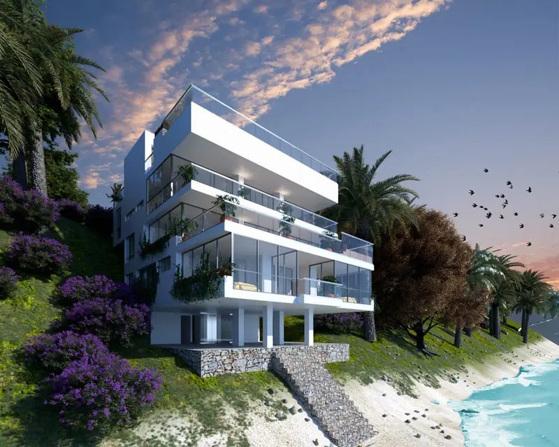 Render de G-ARQ: edificio residencial frente al mar en Santa Marta, Colombia